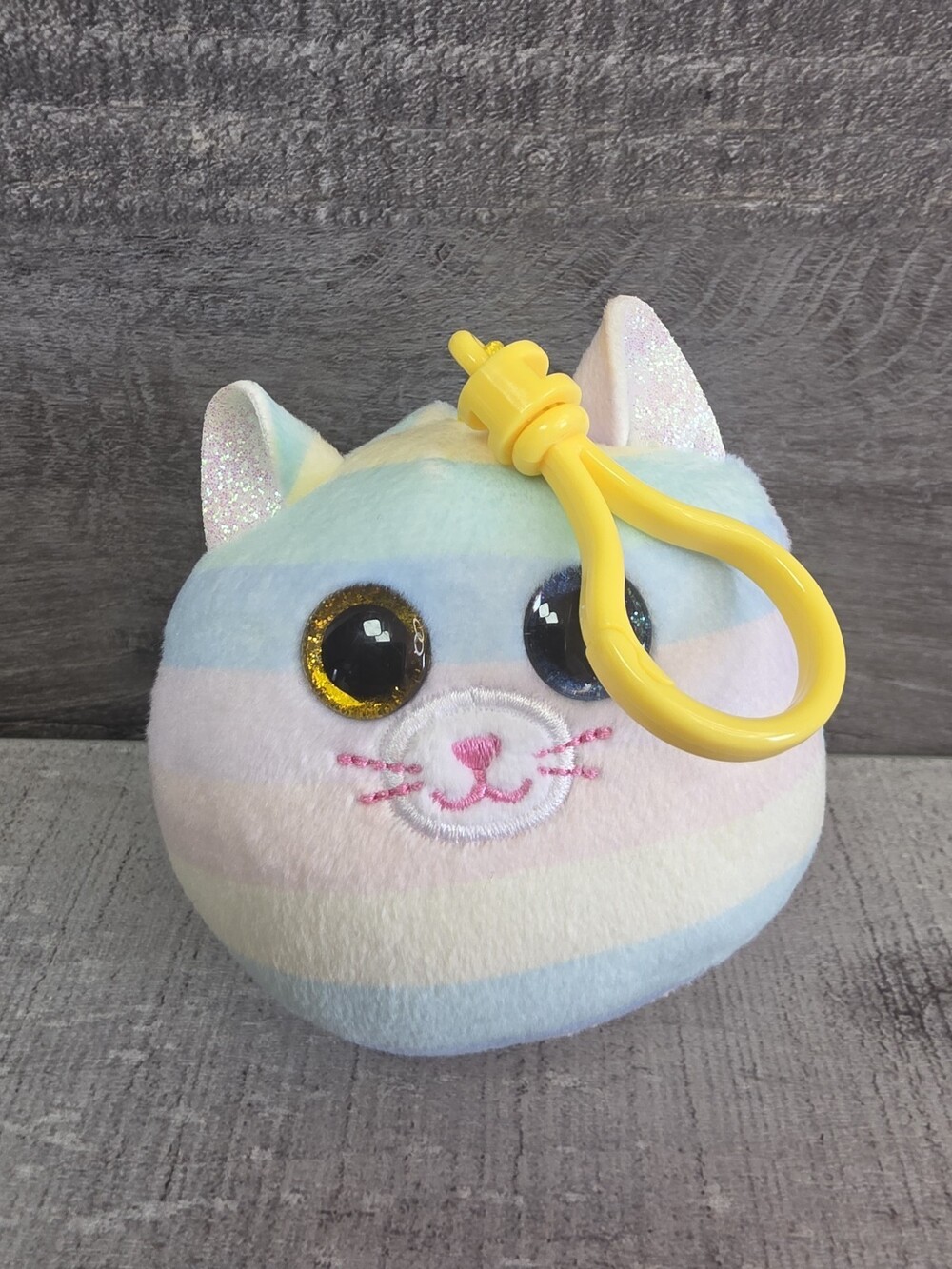Ty Mini Beanie Squish-A-Boos Plush - HEATHER the UniCat 3" Key Clip g59
